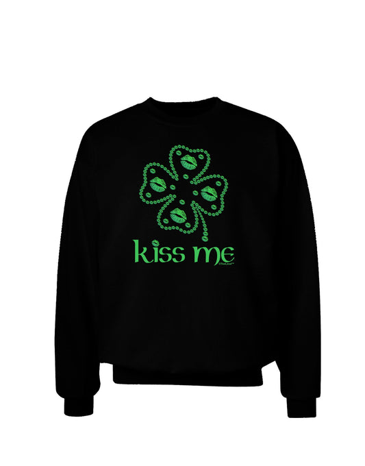 Kiss Me Clover Adult Dark Sweatshirt-Sweatshirts-TooLoud-Black-Small-Davson Sales