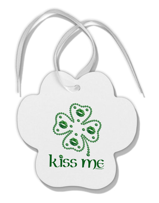 Kiss Me Clover Paw Print Shaped Ornament-Ornament-TooLoud-White-Davson Sales