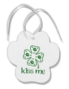 Kiss Me Clover Paw Print Shaped Ornament-Ornament-TooLoud-White-Davson Sales