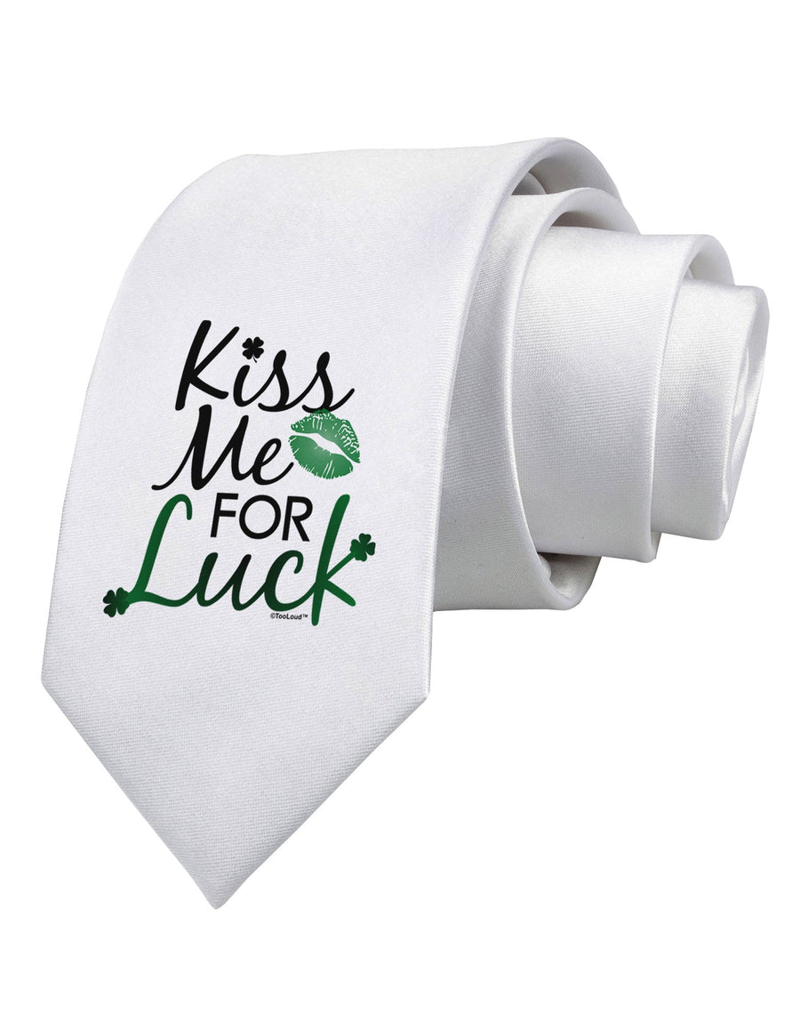 Kiss Me For Luck Printed White Necktie