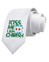Kiss Me I'm Chirish Printed White Necktie by TooLoud