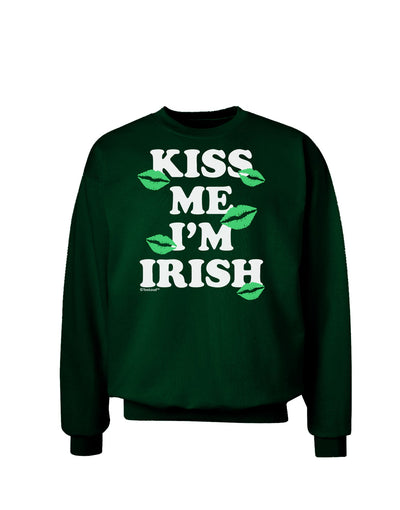 Kiss Me I'm Irish - Green Kisses Adult Dark Sweatshirt by TooLoud-Sweatshirts-TooLoud-Deep-Forest-Green-Small-Davson Sales