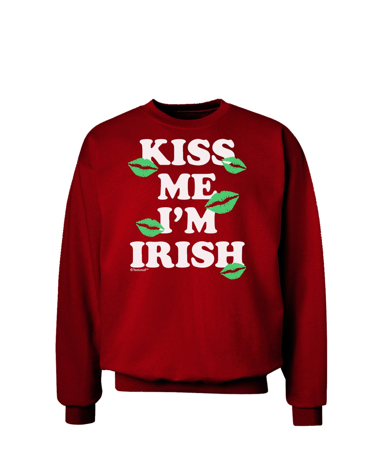 Kiss Me I'm Irish - Green Kisses Adult Dark Sweatshirt by TooLoud-Sweatshirts-TooLoud-Deep-Red-Small-Davson Sales