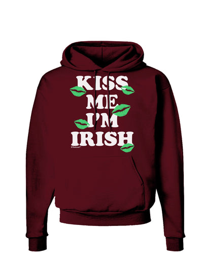 Kiss Me I'm Irish - Green Kisses Dark Hoodie Sweatshirt by TooLoud-Hoodie-TooLoud-Maroon-Small-Davson Sales