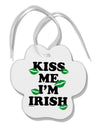 Kiss Me I'm Irish - Green Kisses Paw Print Shaped Ornament by TooLoud-Ornament-TooLoud-White-Davson Sales