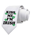 Kiss Me I'm Irish - Green Kisses Printed White Necktie by TooLoud