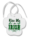 Kiss Me I'm Irish-ish Paw Print Shaped Ornament-Ornament-TooLoud-White-Davson Sales