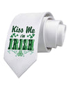 Kiss Me I'm Irish St Patricks Day Printed White Necktie