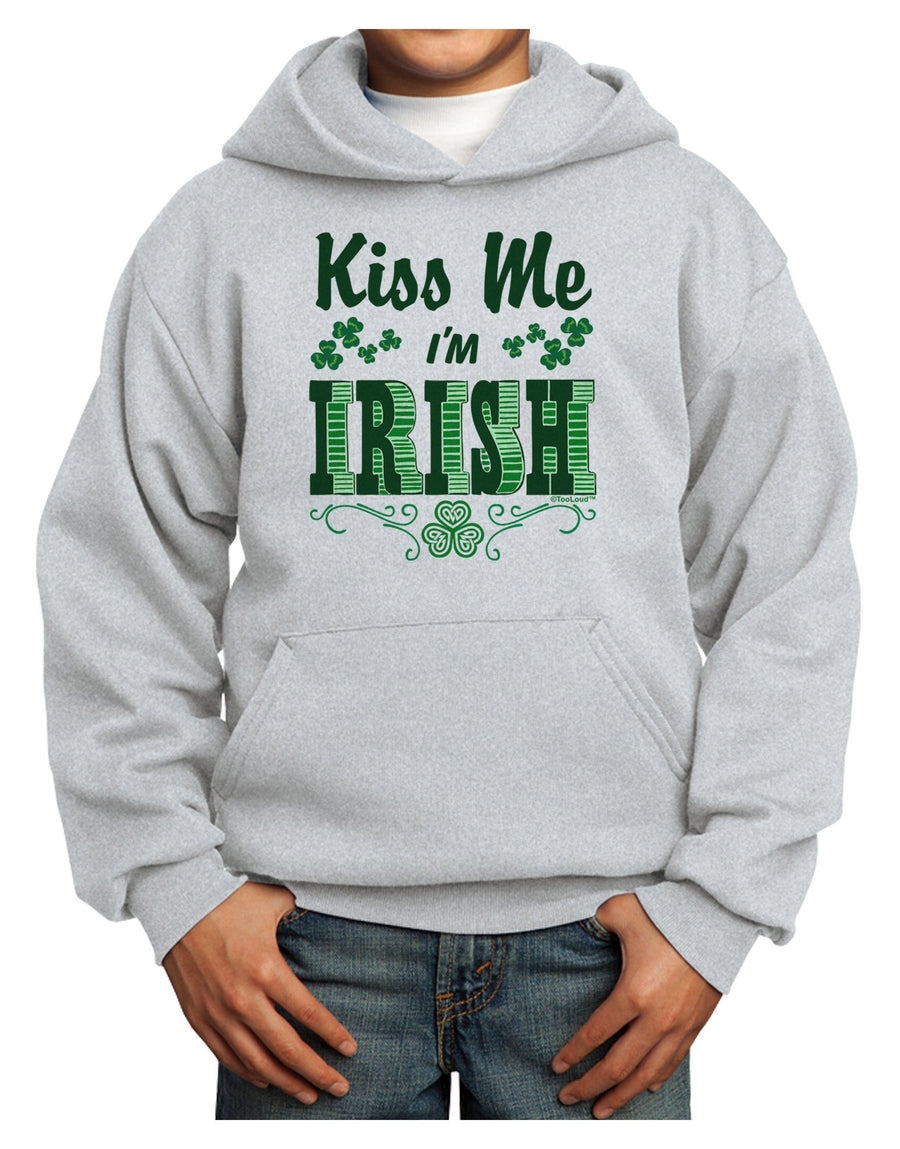 Kiss Me I'm Irish St Patricks Day Youth Hoodie Pullover Sweatshirt-Youth Hoodie-TooLoud-White-XS-Davson Sales