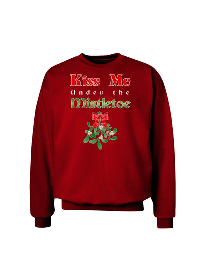 Kiss Me Under the Mistletoe Christmas Adult Dark Sweatshirt-Sweatshirts-TooLoud-Deep-Red-Small-Davson Sales