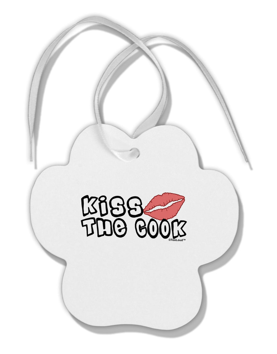 Kiss the Cook With Lips Paw Print Shaped Ornament by TooLoud-Ornament-TooLoud-White-Davson Sales