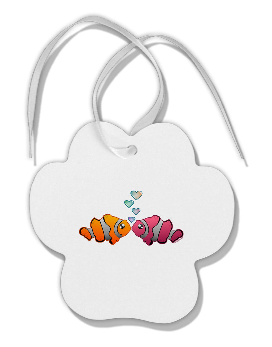 Kissy Clownfish Paw Print Shaped Ornament-Ornament-TooLoud-White-Davson Sales