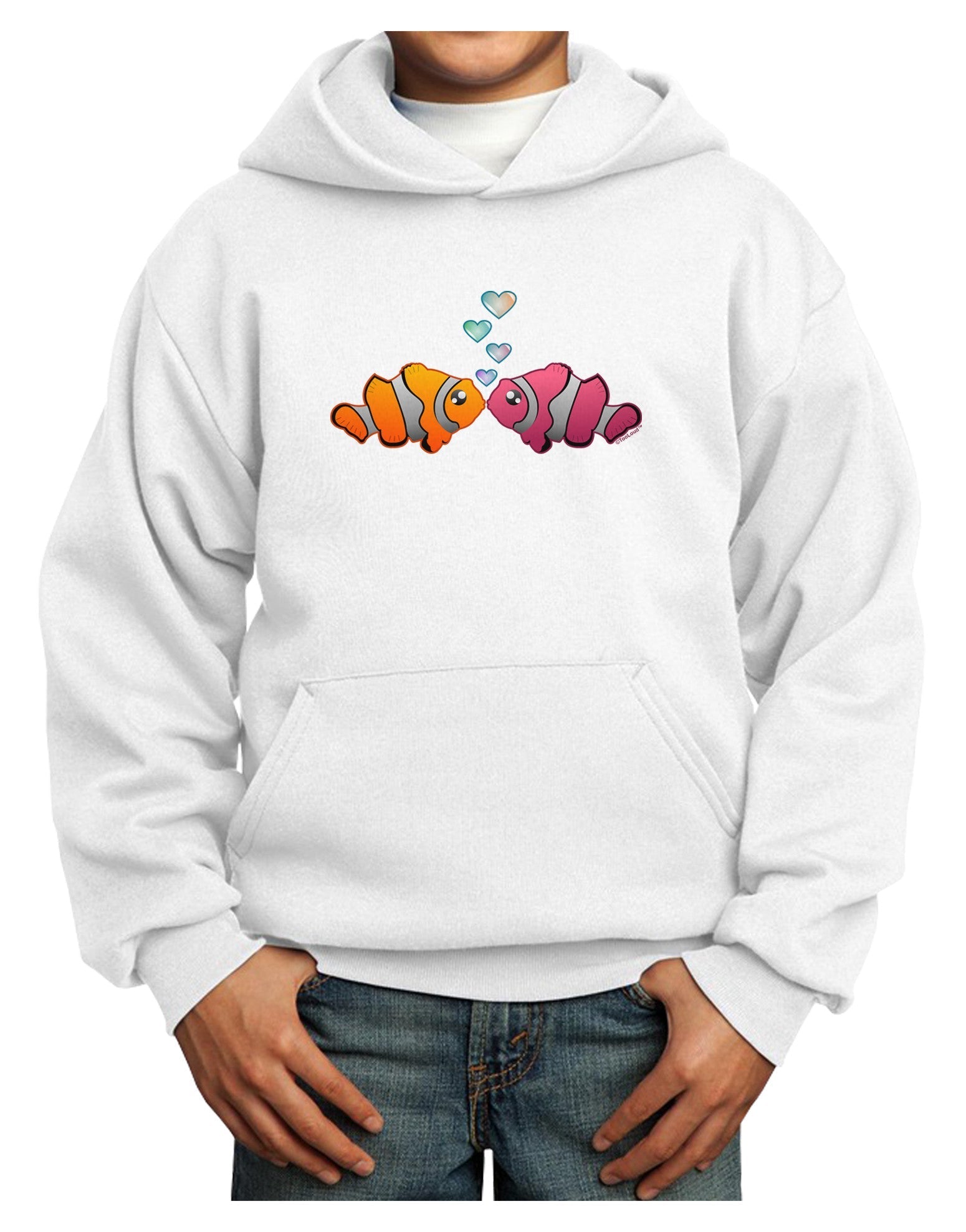 Kissy Clownfish Youth Hoodie Pullover Sweatshirt-Youth Hoodie-TooLoud-White-XS-Davson Sales
