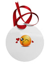 Kissy Face Emoji Circular Metal Ornament-Ornament-TooLoud-White-Davson Sales