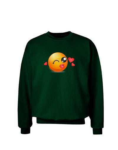 Kissy Face Emoji Girl Adult Dark Sweatshirt-Sweatshirts-TooLoud-Deep-Forest-Green-Small-Davson Sales