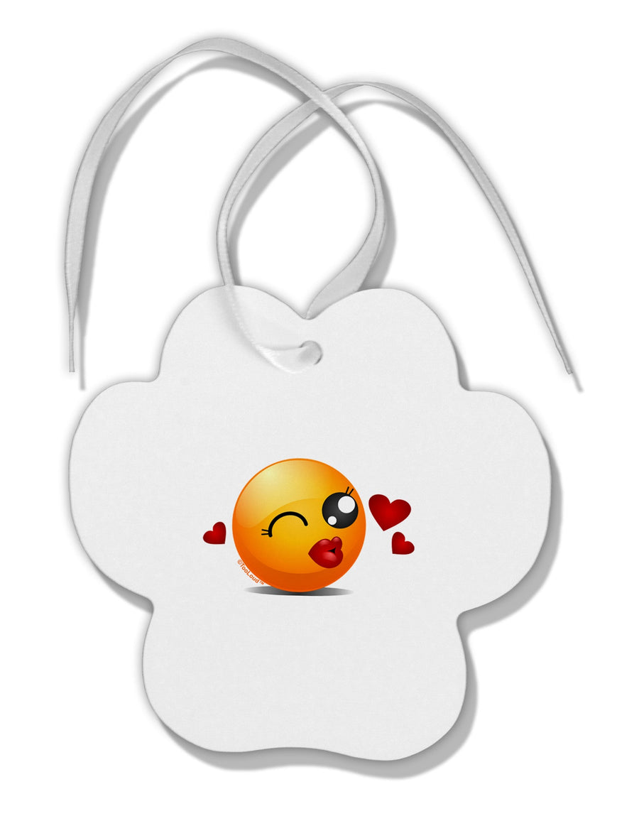 Kissy Face Emoji Girl Paw Print Shaped Ornament-Ornament-TooLoud-White-Davson Sales