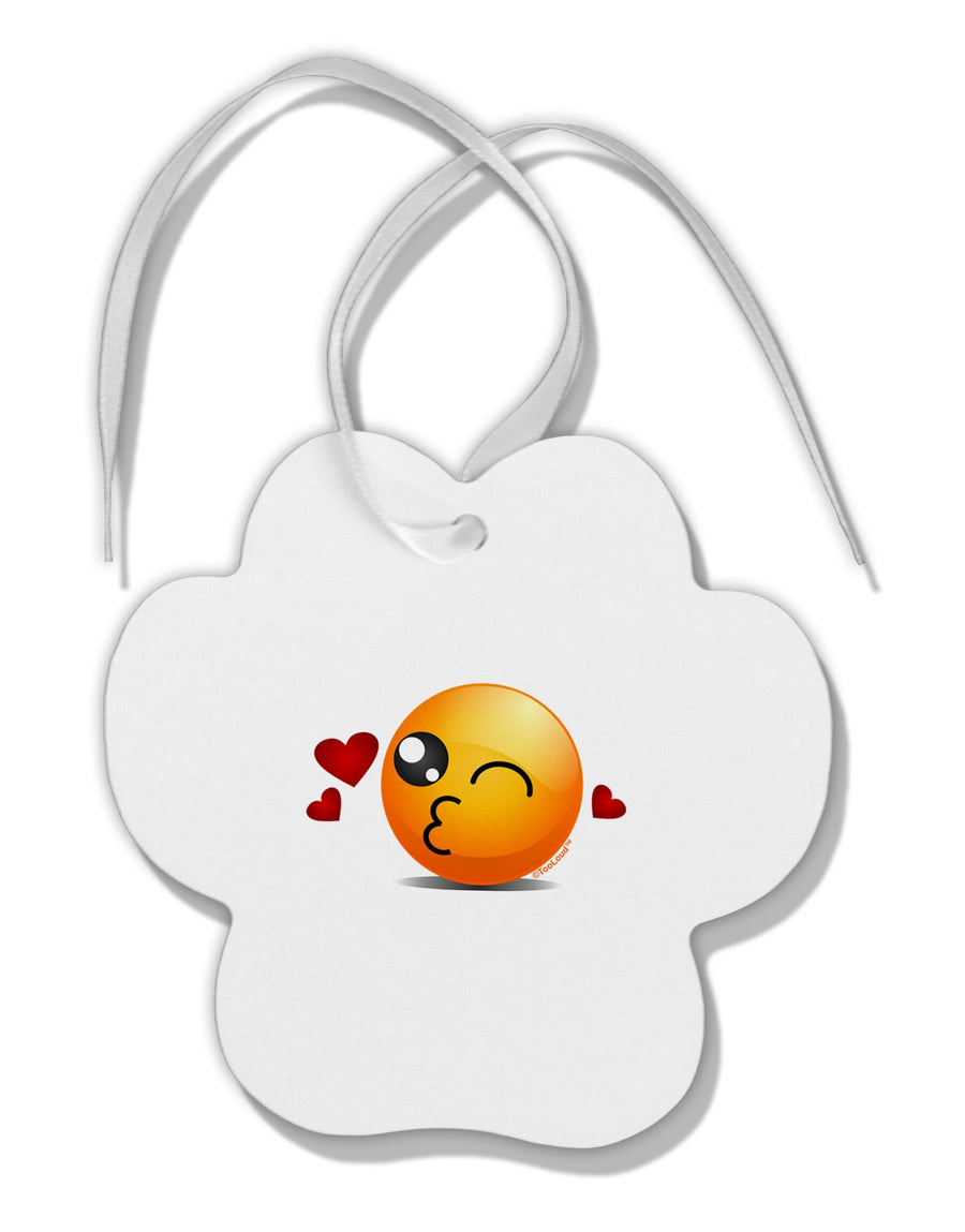 Kissy Face Emoji Paw Print Shaped Ornament-Ornament-TooLoud-White-Davson Sales