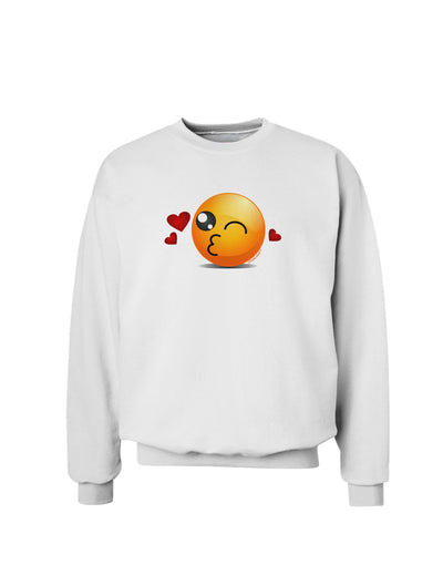 Kissy Face Emoji Sweatshirt-Sweatshirts-TooLoud-White-Small-Davson Sales