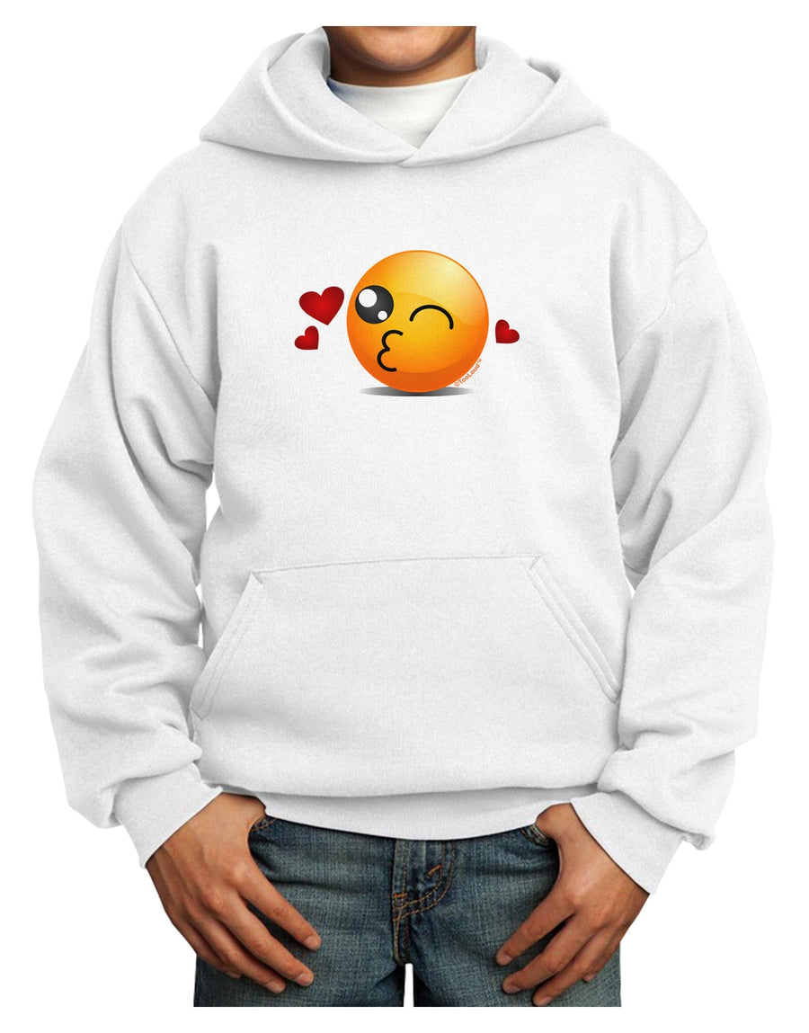 Kissy Face Emoji Youth Hoodie Pullover Sweatshirt-Youth Hoodie-TooLoud-White-XS-Davson Sales