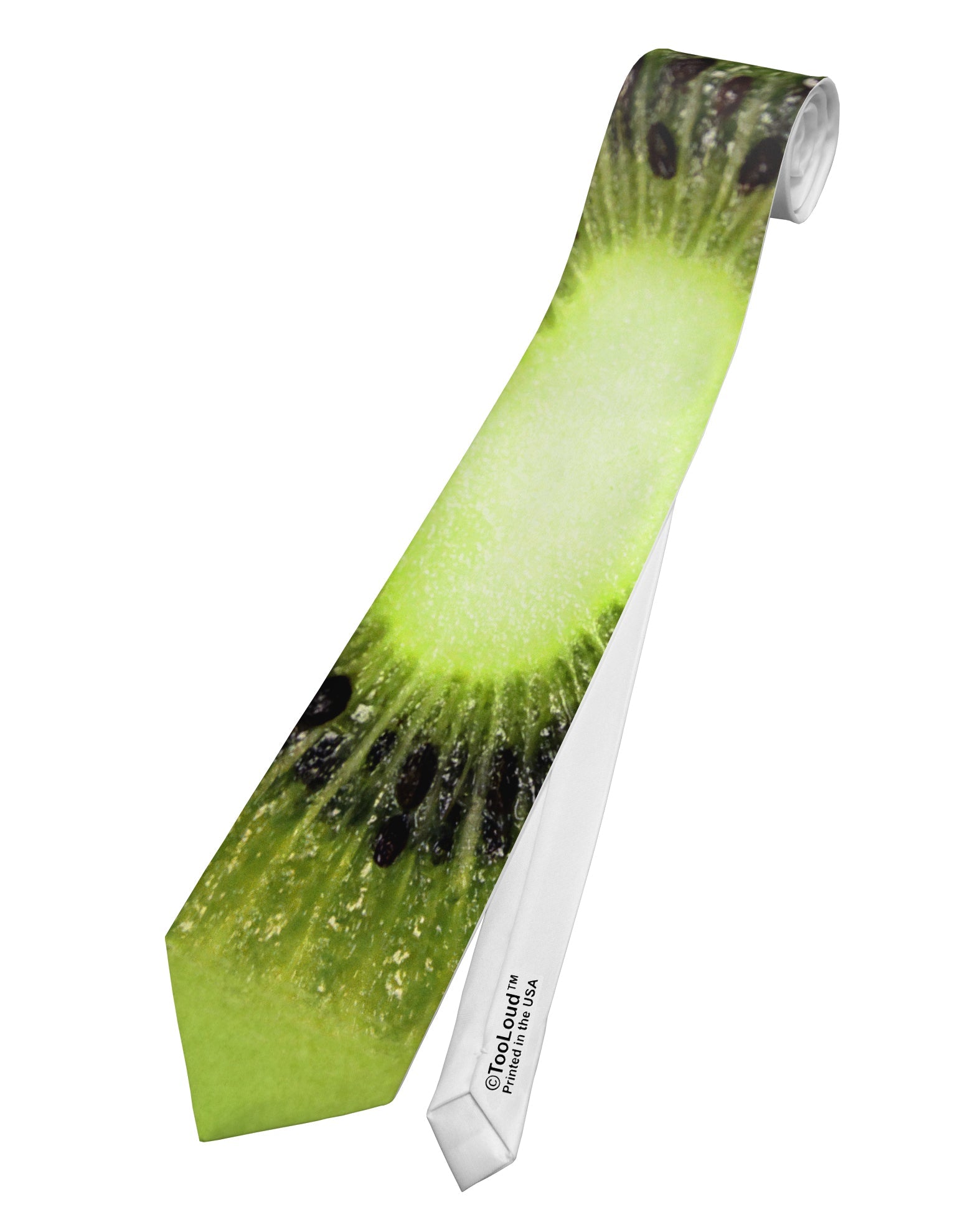 Kiwi Fruit Printed White Necktie All Over Print by TooLoud