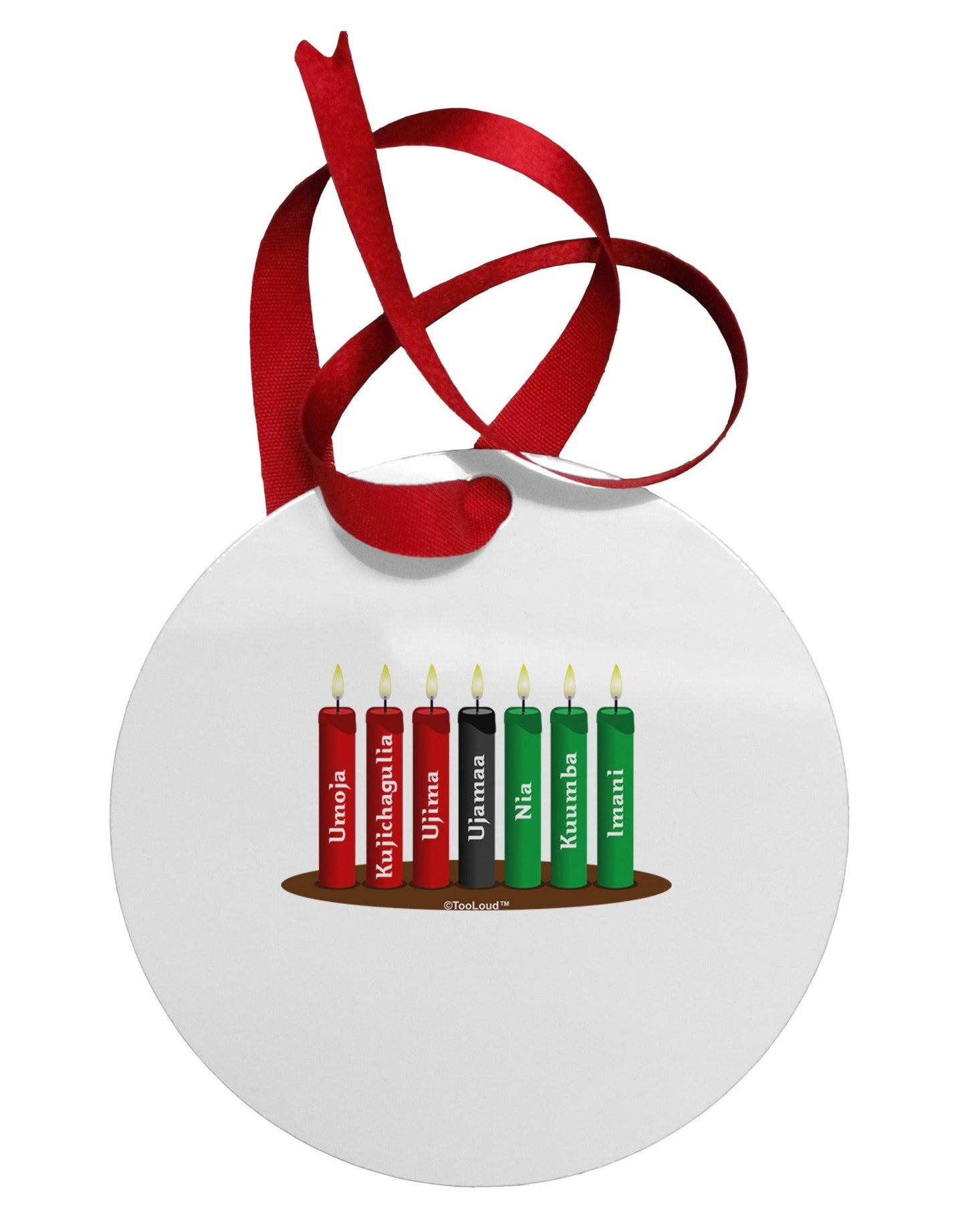 Kwanzaa Candles 7 Principles Circular Metal Ornament-Ornament-TooLoud-White-Davson Sales
