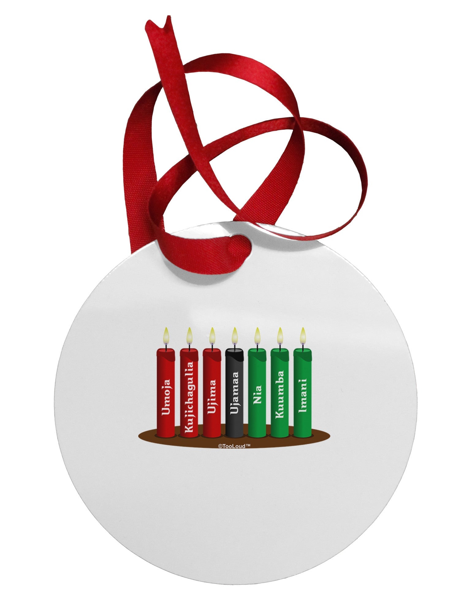Kwanzaa Candles 7 Principles Circular Metal Ornament-Ornament-TooLoud-White-Davson Sales