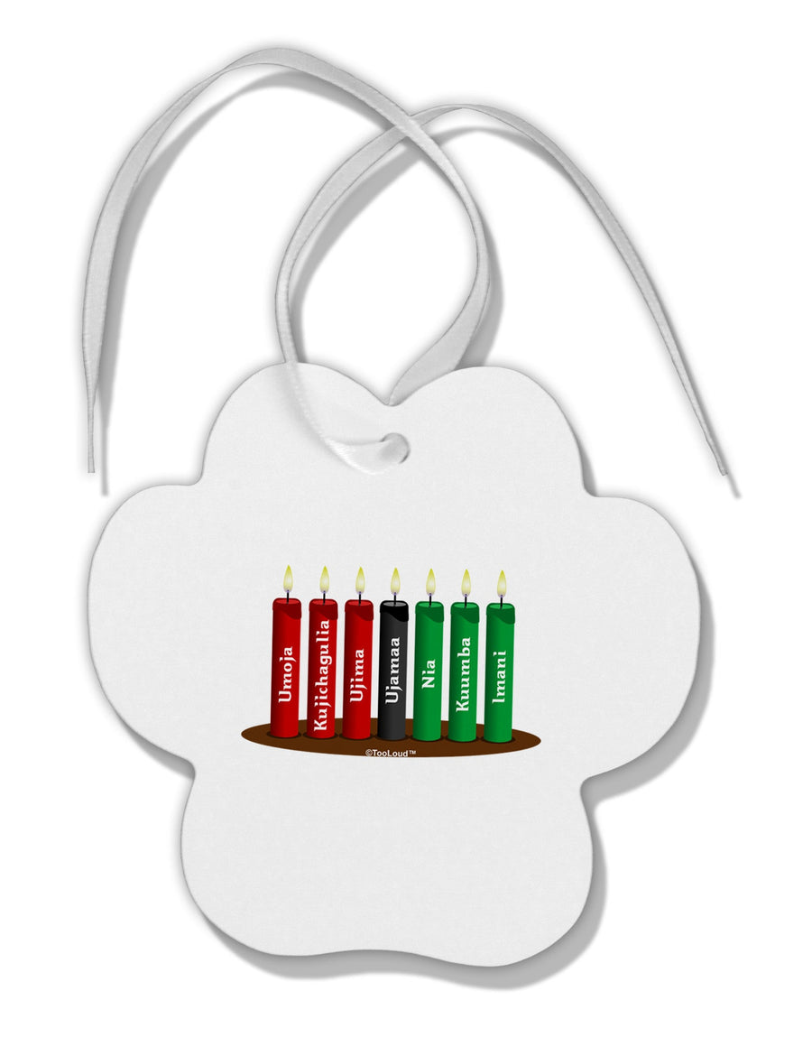 Kwanzaa Candles 7 Principles Paw Print Shaped Ornament-Ornament-TooLoud-White-Davson Sales