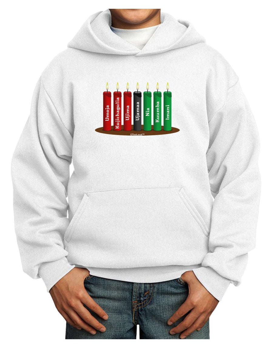 Kwanzaa Candles 7 Principles Youth Hoodie Pullover Sweatshirt-Youth Hoodie-TooLoud-White-XS-Davson Sales