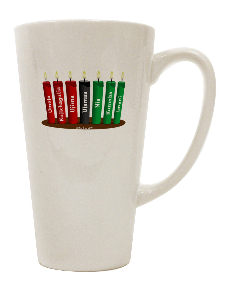 Kwanzaa Candles: Embrace the 7 Principles with our 16 Ounce Conical Latte Coffee Mug - TooLoud-Conical Latte Mug-TooLoud-White-Davson Sales