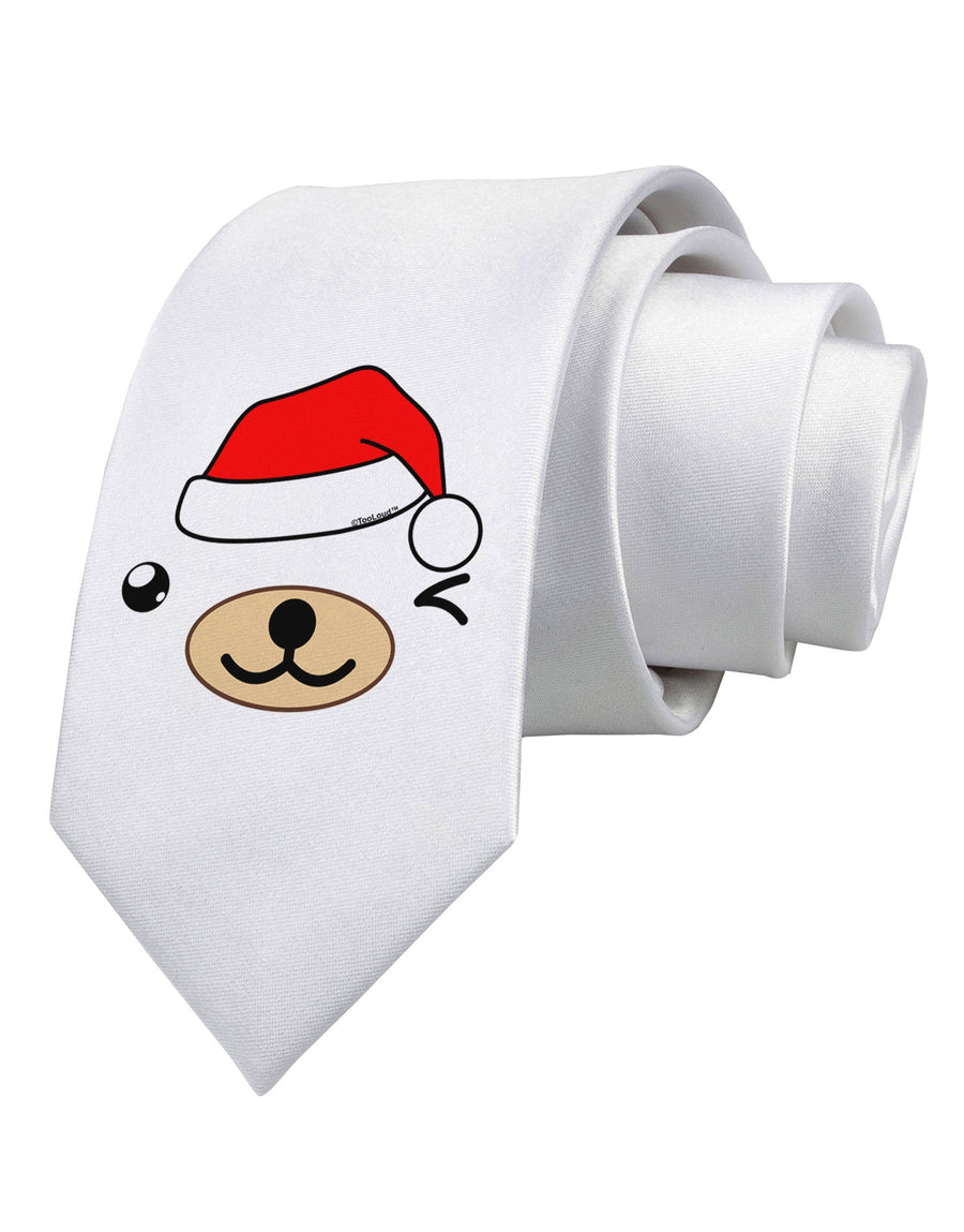 Kyu-T Face Beartholomew Santa Boy Bear Printed White Necktie