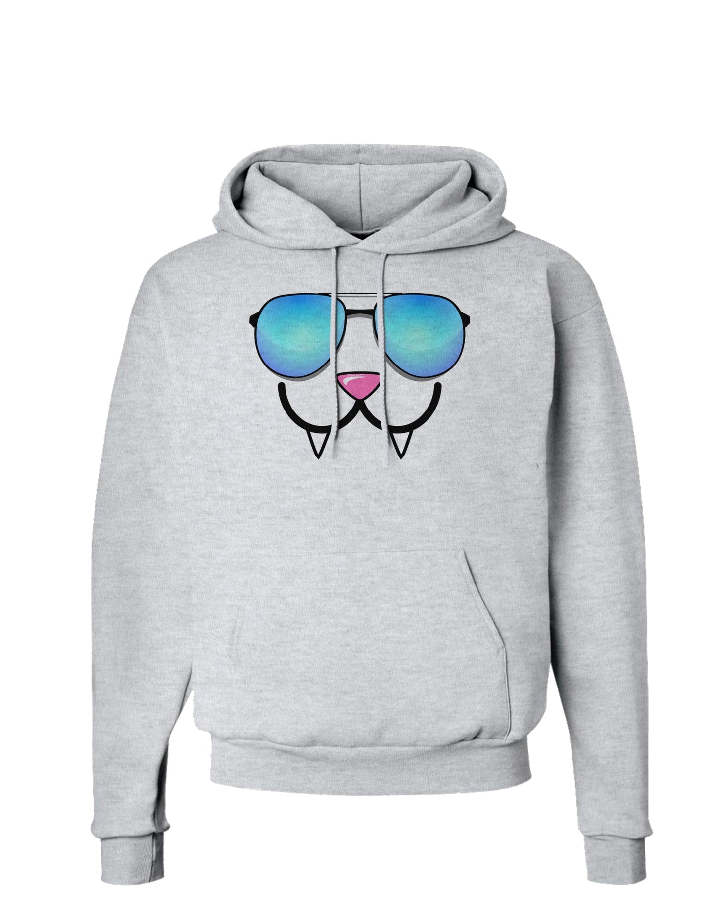 Kyu-T Face - Fangs Cool Sunglasses Hoodie Sweatshirt-Hoodie-TooLoud-AshGray-Small-Davson Sales