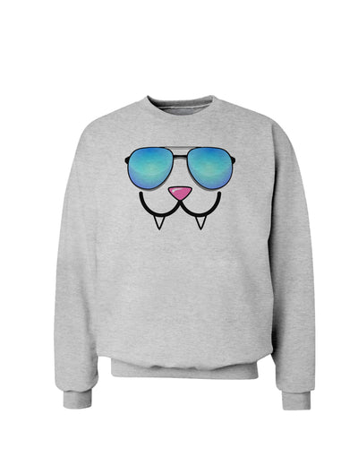 Kyu-T Face - Fangs Cool Sunglasses Sweatshirt-Sweatshirts-TooLoud-AshGray-Small-Davson Sales