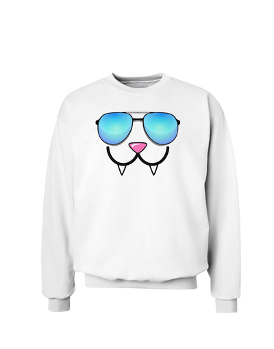 Kyu-T Face - Fangs Cool Sunglasses Sweatshirt-Sweatshirts-TooLoud-White-Small-Davson Sales