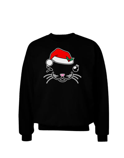 Kyu-T Face Kattia Santa Hat Girl Cat Adult Dark Sweatshirt-Sweatshirts-TooLoud-Black-Small-Davson Sales