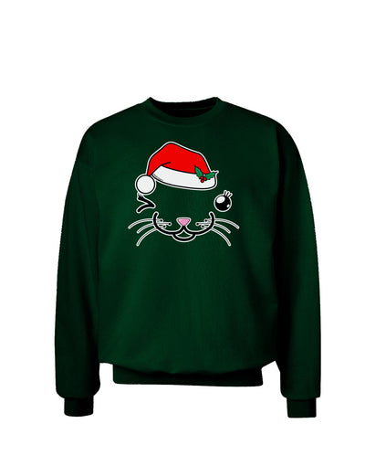 Kyu-T Face Kattia Santa Hat Girl Cat Adult Dark Sweatshirt-Sweatshirts-TooLoud-Deep-Forest-Green-Small-Davson Sales