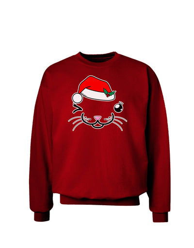 Kyu-T Face Kattia Santa Hat Girl Cat Adult Dark Sweatshirt-Sweatshirts-TooLoud-Deep-Red-Small-Davson Sales