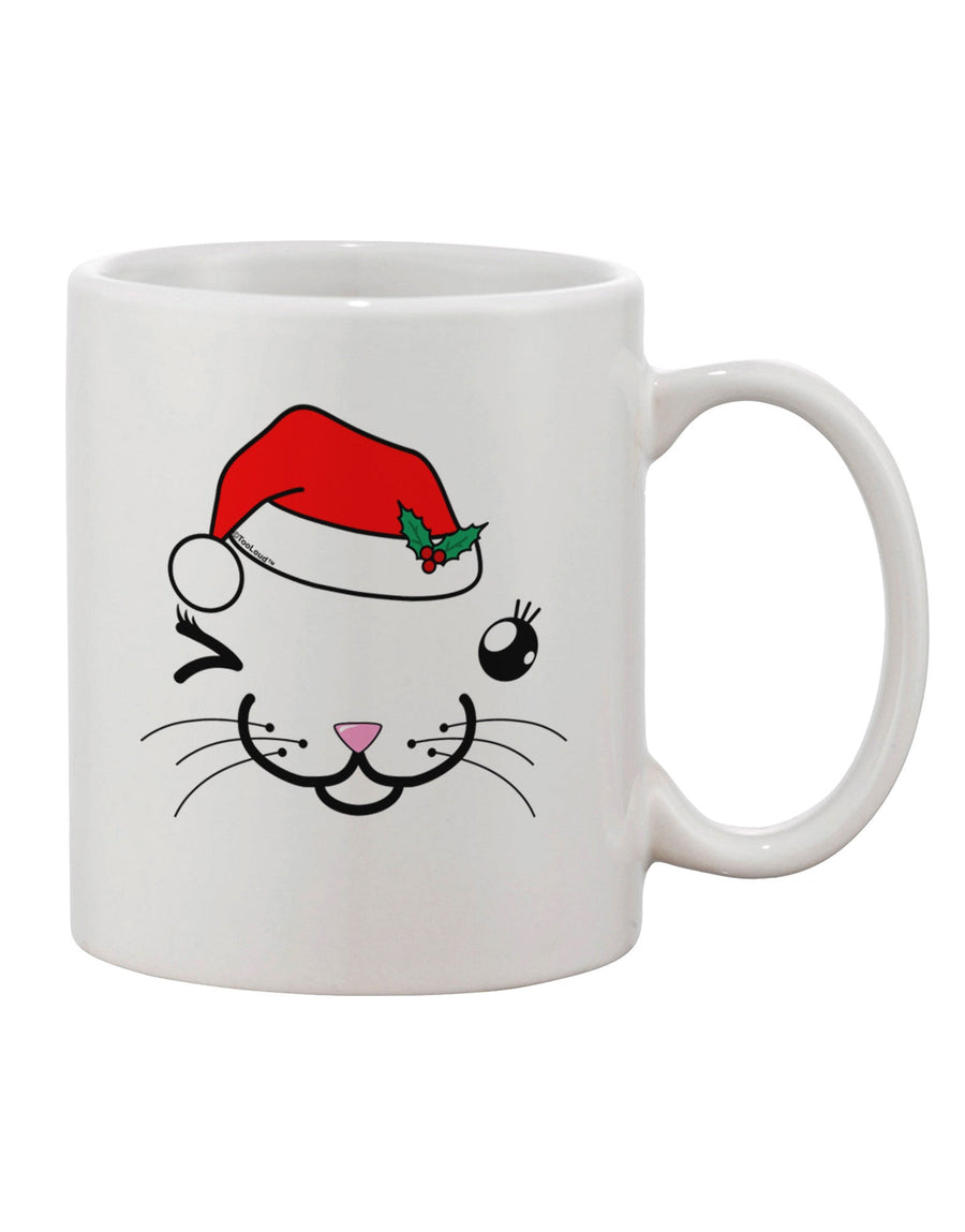 Kyu-T Face Kattia Santa Hat Girl Cat Printed 11 oz Coffee Mug - Expertly Crafted Drinkware-11 OZ Coffee Mug-TooLoud-White-Davson Sales