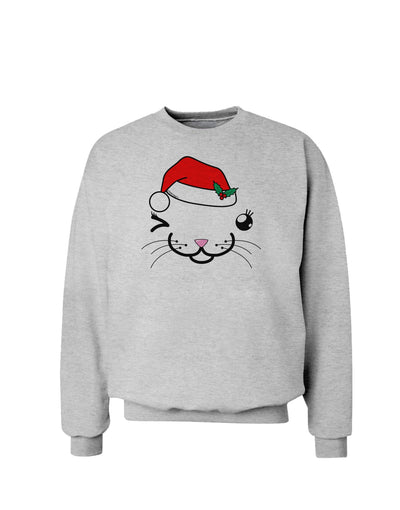 Kyu-T Face Kattia Santa Hat Girl Cat Sweatshirt-Sweatshirts-TooLoud-AshGray-Small-Davson Sales