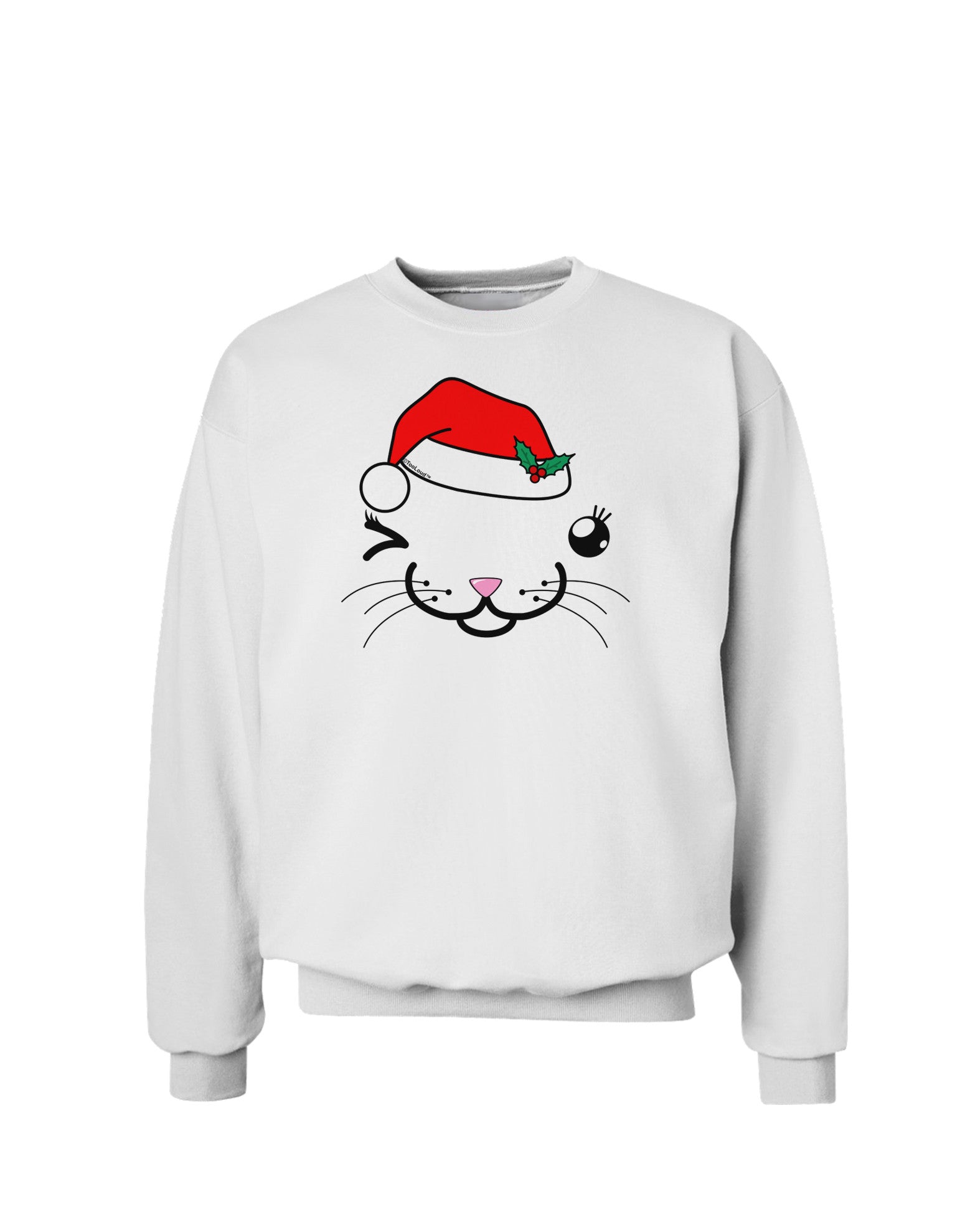 Kyu-T Face Kattia Santa Hat Girl Cat Sweatshirt-Sweatshirts-TooLoud-White-Small-Davson Sales