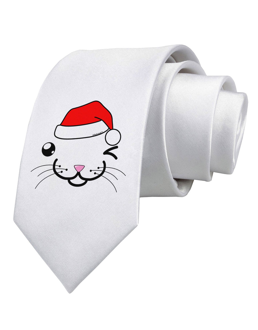 Kyu-T Face Kattio Santa Hat Boy Cat Printed White Necktie