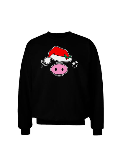 Kyu-T Face Oinkette Santa Hat Girl Pig Adult Dark Sweatshirt-Sweatshirts-TooLoud-Black-Small-Davson Sales