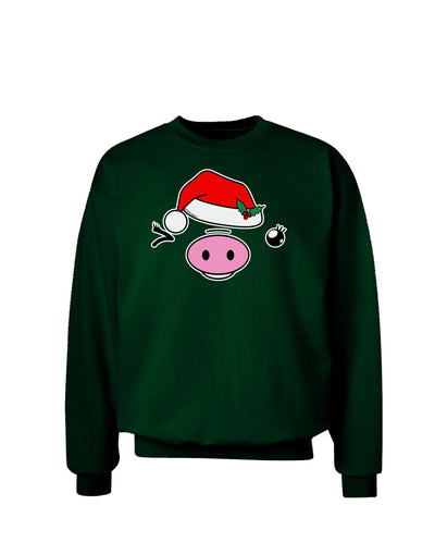 Kyu-T Face Oinkette Santa Hat Girl Pig Adult Dark Sweatshirt-Sweatshirts-TooLoud-Deep-Forest-Green-Small-Davson Sales