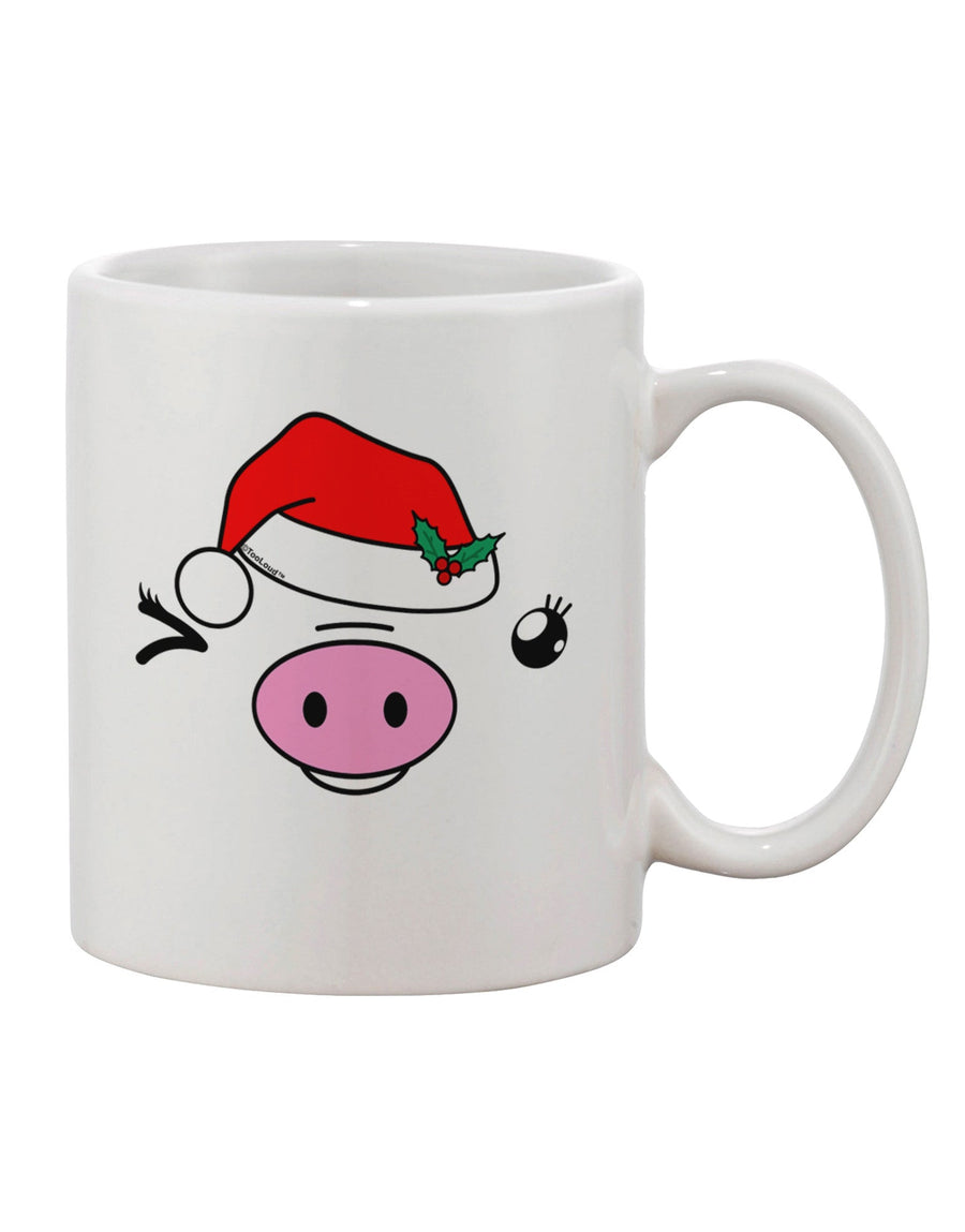 Kyu-T Face Oinkette Santa Hat Girl Pig Printed 11 oz Coffee Mug - Expertly Crafted Drinkware-11 OZ Coffee Mug-TooLoud-White-Davson Sales