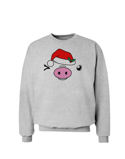 Kyu-T Face Oinkette Santa Hat Girl Pig Sweatshirt-Sweatshirts-TooLoud-AshGray-Small-Davson Sales