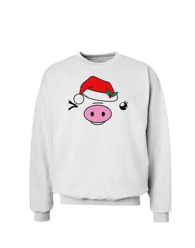 Kyu-T Face Oinkette Santa Hat Girl Pig Sweatshirt-Sweatshirts-TooLoud-White-Small-Davson Sales