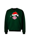 Kyu-T Face Oinkz Santa Hat Boy Pig Adult Dark Sweatshirt-Sweatshirts-TooLoud-Deep-Forest-Green-Small-Davson Sales