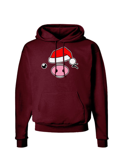 Kyu-T Face Oinkz Santa Hat Boy Pig Dark Hoodie Sweatshirt-Hoodie-TooLoud-Maroon-Small-Davson Sales