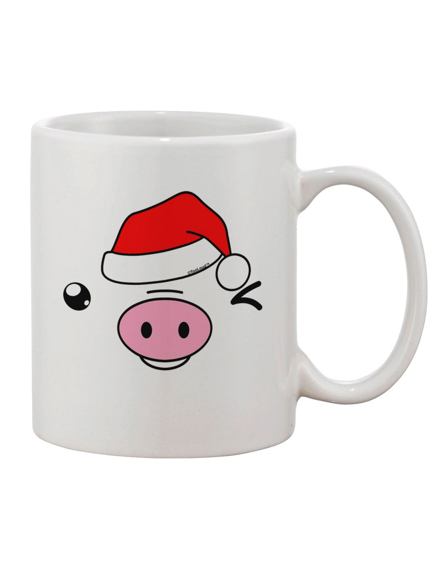 Kyu-T Face Oinkz Santa Hat Boy Pig Printed 11 oz Coffee Mug - Expertly Crafted Drinkware-11 OZ Coffee Mug-TooLoud-White-Davson Sales