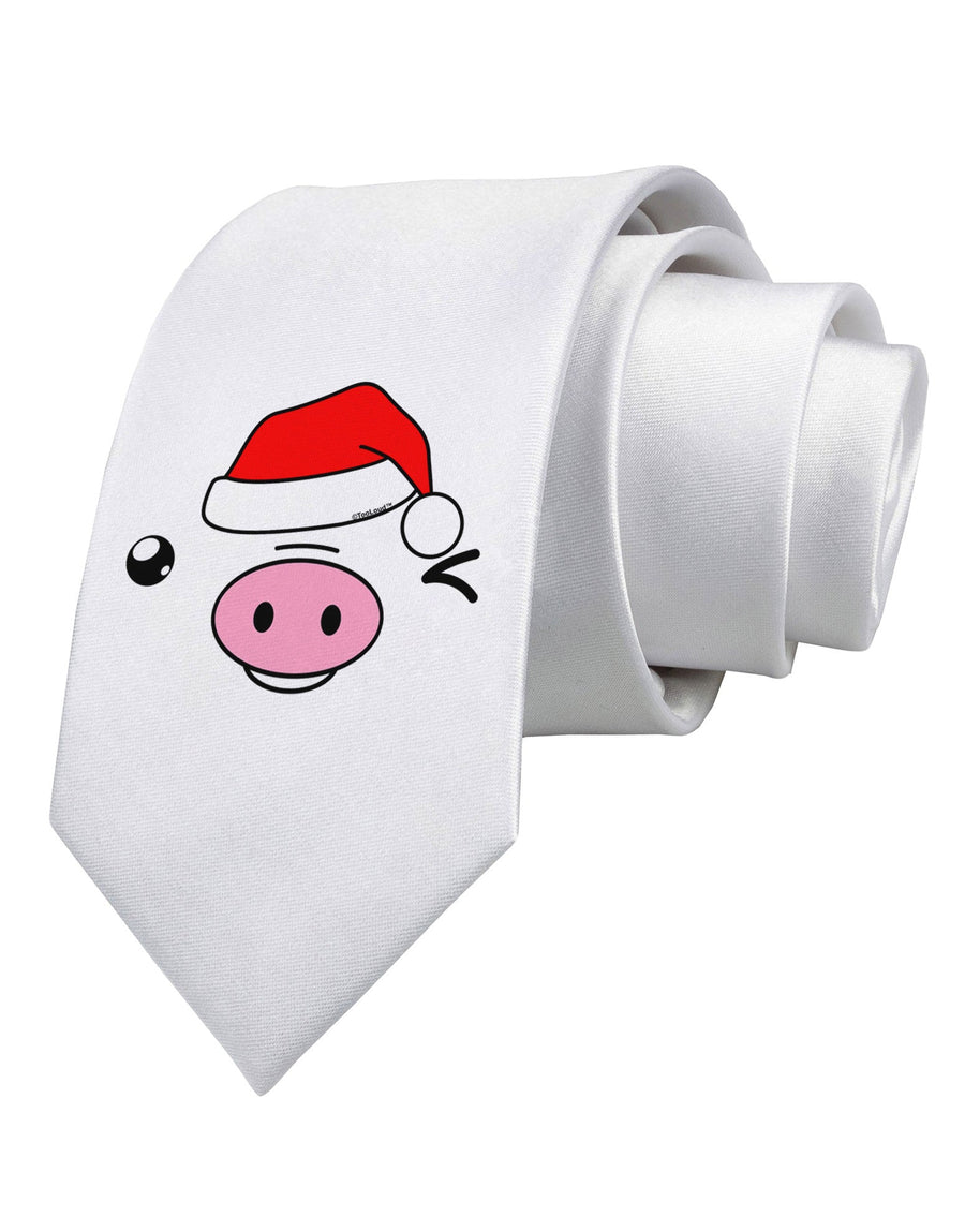 Kyu-T Face Oinkz Santa Hat Boy Pig Printed White Necktie