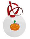 Kyu-T Face Pumpkin Circular Metal Ornament by TooLoud-Ornament-TooLoud-White-Davson Sales